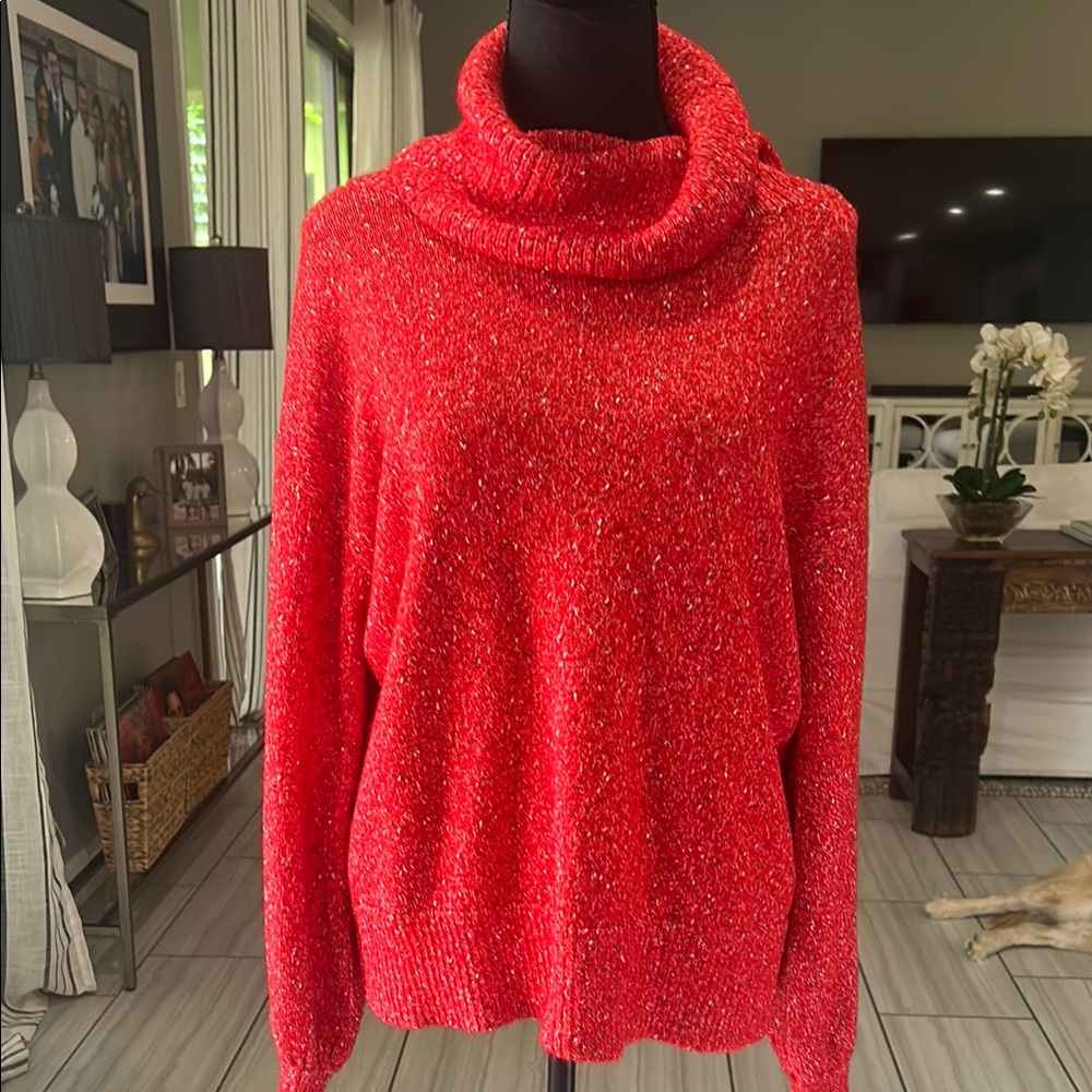 Staccato Red Turtleneck Sweater with Oversized Fit